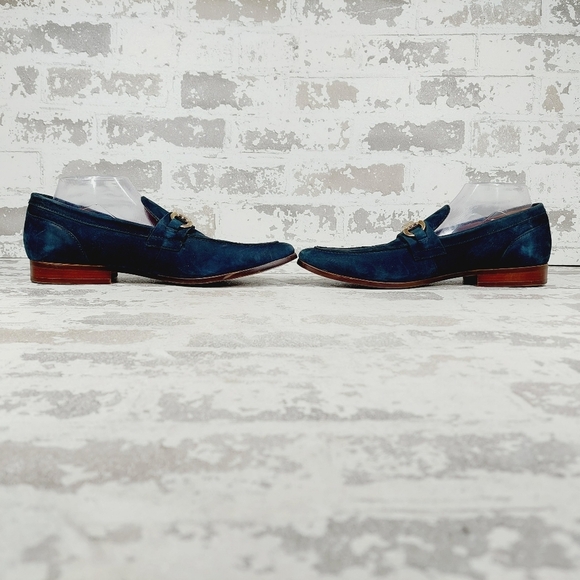New Aldo Blue Leather Slip On Almond Toe Men\'s Loafers i981 main image 12